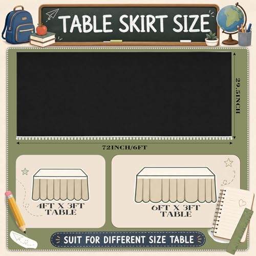 Tudomro Teacher Desk Skirt Table, Tassel, 6ft, Black - Image 3