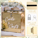 BreezeHug 10" Gold Acrylic Wedding Card Box with Lock & 3D Letters - Image 4