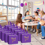 Kolldenn 16 Pcs Thank You Gift Bags Thank You Paper Bags with Handle Wrap Bags Bulk Totes for Birthdays Business Wedding Baby Shower Party Favors(11.81 x 9.84 x 3.94 Inches,Purple) - Image 6