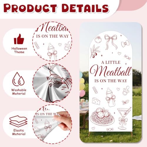 ZestZing 2pc Little Meatball Baby Shower Arch Backdrop Covers 7ft 6ft - Image 6
