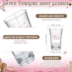 Funnymoom 50 Sets Cowgirl Baby Shower Favors for Guests Souvenir A Little Cowgirl is On The Way Acrylic Clear Shot Glasses Thank You Tags with Organza Bags for Wild West Rodeo Theme Birthday Party - Image 3