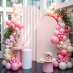 Pink and White Striped Arch Backdrop Cover 7.2 FT, Gradient Wedding Arch Cover Stretchy Backdrop Stands Covers for Birthday Party Ceremony Banquet Decor - Image 5