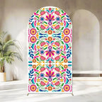 Sensfun Mexican Fiesta Arch Backdrop Cover Cinco De Mayo Wedding Baby Shower Decorations,2-Sided Colorful Mexican Otomi Flowers Backdrop Arch Covers for Mexico Talavera Birthday Party Decor 3.3x6ft by Sensfun