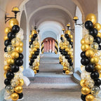 2 Sets Balloon Column Stand Kit with 100 Balloons Summer Adjustable Balloon Tower Stand with Bases for Floor Black Gold Balloon Arch Column for 50th Birthday Wedding Engaged Back to School Party Decor - Image 6