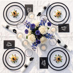 I00000 350Pcs Black Plastic Dinnerware Set,Disposable Plates for 50 Guests - Image 5