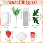 Mimorou 5 Set Strawberry Mason Jar Table Centerpiece DIY Artificial Strawberry Daisy Plants with Faux Leaves Home Centerpieces for Baby Shower Decor Home Summer Farmhouse Wedding Kitchen - Image 3