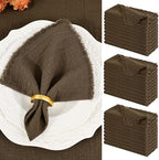 Showgeous 30 Pack Brown Cloth Napkins with Fringe, 16x16 inch 100% Cotton by Showgeous