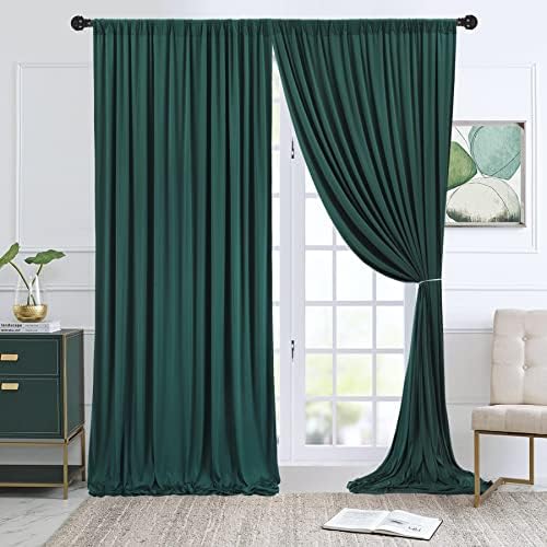10x10ft Hunter Green Backdrop Curtain for Wedding Parties Wrinkle Free Fabric Dark Green Drapes Backdrop Decoration for Baby Shower Birthday Photography Decoration 2 Panels, 5ft x 10ft - Image 4