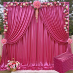 40x10ft Shimmer Hot Pink Sequin Backdrop Curtain for Parties-8 Panels 5x10ft Thick Wrinkle Free Glitter Fuchsia Photo Backdrop Drapes Curtains for Wedding Hot Pink Theme Party Photography Background by LeegleriTableSkirt