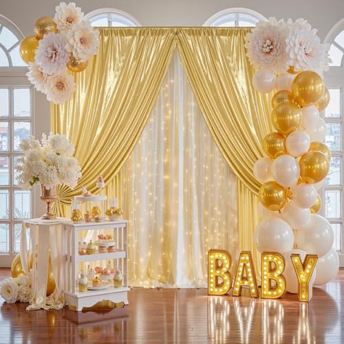 10x10FT Gold Sequin Backdrop Curtain for Party - 2 Panels 5x10FT Wrinkle-Free Shimmer Drapes for Birthday, Wedding, Christmas, Decorations & Photography - Image 5
