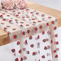 12 Pcs 29x70 Inch Strawberry Shiny Glitter Tulle Table Runner, White Lace Strawberry Tablecloth for Cake Birthday Party Wedding Baby Shower Christmas Decorations by ACRNIGHEET