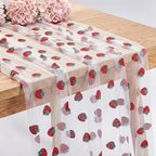 12 Pcs 29x70 Inch Strawberry Shiny Glitter Tulle Table Runner, White Lace Strawberry Tablecloth for Cake Birthday Party Wedding Baby Shower Christmas Decorations by ACRNIGHEET
