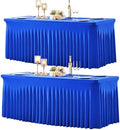 gogoparti 2 Pack Spandex Royal Blue Fitted Table Cloth for 8ft Rectangle Tables Blue Tablecloth Stretch Table Covers Banquet Wrinkle Free Tablecloths Skirt for Parties Wedding by Gogoparti