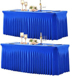gogoparti 2 Pack Spandex Royal Blue Fitted Table Cloth for 6ft Rectangle Tables Blue Tablecloth Stretch Table Covers Skirt Wrinkle Free Banquet Tablecloths for Parties Wedding by Gogoparti