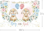 MEHOFOND Bunny Gender Reveal Backdrop Boy Or Girl What Will Our Little Bunny Be Banner Spring Easter Rabbit Floral Kids Party Decoration Supplies Photography Background Photobooth Props 10x7ft - Image 3