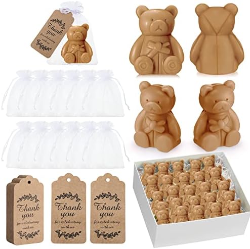Buryeah 48 Set Bear Baby Shower Favors for Guest Small Bear Soap Set, Brown by Buryeah