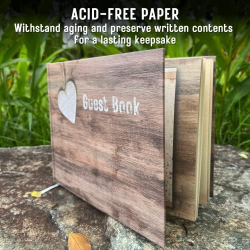 Rustic Guest Book for Wedding, Funeral, Memorial | Guest Book for Funeral Hardcover | Guestbook for Sign in, Celebration of Life Memorial Service | Guest Sign Book with Memory Table Card Sign Included - Image 4