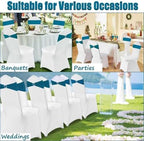 Teal Chair Sashes 50 Pack Spandex Dark Teal Sashes for Chairs Covers Universal Stretch Chair Sashes Band with Heart Buckle Slider for Wedding Banquet Party Decorations - Image 7