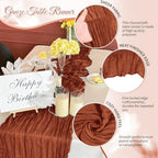 Terracotta Boho Cheesecloth Table Runner 12 Pack 17x108 Inch Sheer Gauze - Image 3