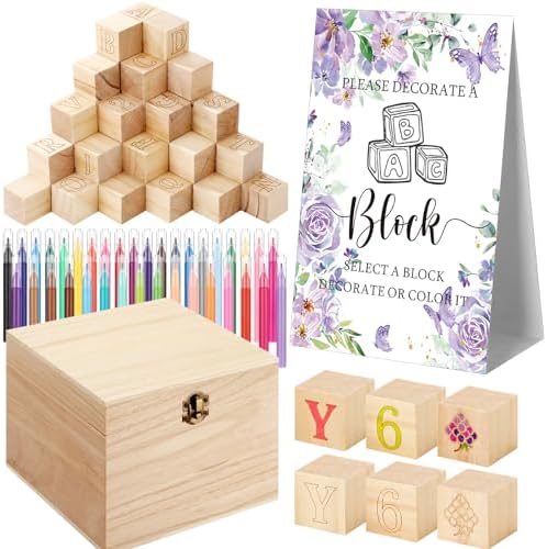 Marsui 136 Pcs Baby Shower Blocks to Decorate Game Kit, Butterfly by Marsui