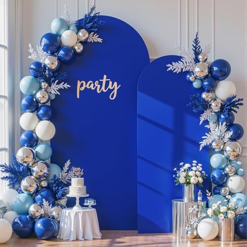 Royal Blue Arch Cover 2 Set-7.2FT, 6FT Arch Backdrop Cover Spandex Fitted Birthday Party Arch Stand Covers Stretchy Backdrop for Baby Shower Bridal Shower Wedding Ceremony Banquet Photo Background - Image 3