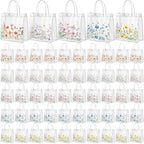 Canchiing 50 Pcs Wildflower Clear Gift Bags with Handles Reusable Spring Flower Treat Bags PVC Gift Wrap Totes for Floral Themed Baby Shower Wedding Birthday Party Favors, 7.9 x 7.9 x 3.1 by Unknown