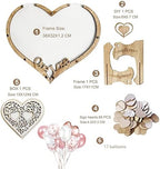 Wedding Guest Book Alternative, Personalized Rustic Drop Box Guest Sign DIY Custom Picture Frame 65 Wooden Hearts,Reception Bridal Baby Shower Birthday Funeral Graduation Anniversar (Heart-Shaped) - Image 3