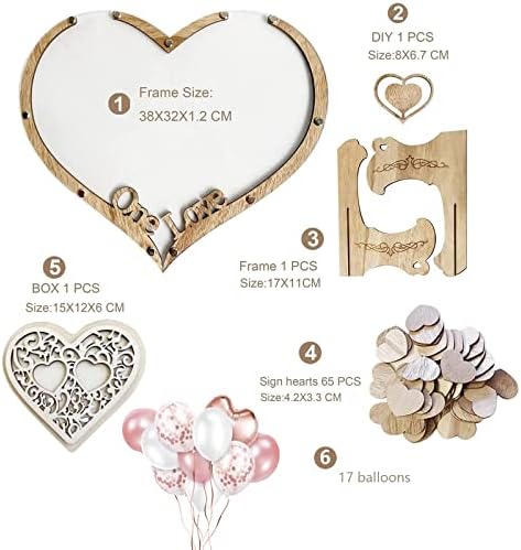 Wedding Guest Book Alternative, Personalized Rustic Drop Box Guest Sign DIY Custom Picture Frame 65 Wooden Hearts,Reception Bridal Baby Shower Birthday Funeral Graduation Anniversar (Heart-Shaped) - Image 3