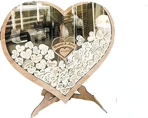 jinfu Custom Transparent Heart Alternative Rustic Wedding Guest Book,Wedding Guest Book Alternative Wedding Decor Drop Heart Guestbook,Personalized Wedding Guest Book (no Wood Box,15 x25cm 30heart) by Unknown