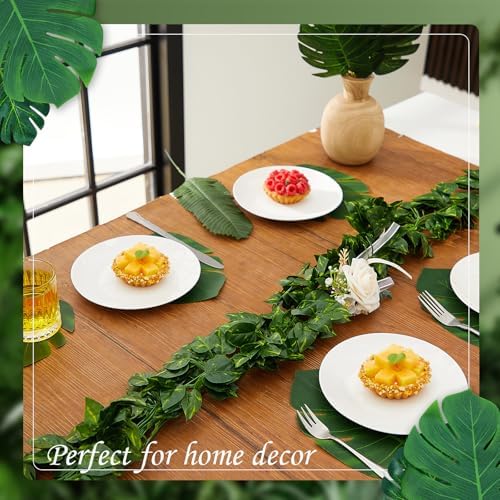 XunYee 60 Pcs Total 82.5 ft Jungle Theme Party Decoration, Tropical and Monstera Palm Leaves, 2026 Artificial Ivy Rattan Vines, Fake Greenery Faux Leaves for Baby Shower Safari Party Decoration Set - Image 4