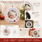 BANBERRY DESIGNS Baby’s First Christmas Picture Ornaments 2026 Set of 3 – Newborn Photo Frame Christmas Ornaments, Holds 2 Inch Baby Pictures – 3.5 Inch Round Keepsake with Easel Back and Tree Hanger - Image 3