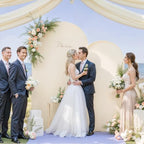 Beige Arch Backdrop Cover 7.2FT 6FT Spandex Arch Covers Stretchy Backdrop Set of 2, Double-Layer Wrinkle Free Wedding Arch Stand Cover Party Backdrop Curtains for Baby Shower Birthday Party Decoration - Image 4