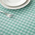 Spa Blue White Gingham Ruffle Tablecloth Square 60"x60" - Image 4