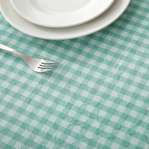 Spa Blue White Gingham Tablecloth Round Dia.70“ - Image 4