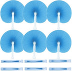 20 Pieces Blue Round Paper Fans by Bestage
