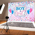 10 x 8 ft Boy or Girl Background Large Blue Pink Gender Reveal Photo Backdrop Polyester Boy or Girl Sign Banner for Newborn Baby Shower Birthday Party Decorations - Image 6