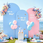 Pink and Blue Arch Backdrop Cover Set of 3 Party Wedding Arch Covers Stretchy Backdrop 6FT 6.6FT 7.2FT Baby Shower Bridal Shower Photo Birthday Gender Reveal Arch Stand Cover Spandex by LittleFunny