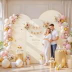 Beige Arch Backdrop Cover 7.2ft 6.6ft 6ft Arch Cover Set of 3 Arch Covers Stretchy Backdrop for Wedding Party Baby Shower Birthday Photography Spandex Arch Stand Covers Backdrop Curtains Decor by Tao-GePartyDecorations
