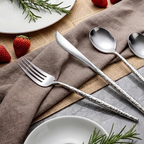 WILLIFE 300 Pcs Silver Plastic Silverware, Heavy Duty Plastic Silverware - Image 3