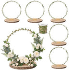 Leinuosen 6 Sets 12" Floral Hoop with Stands, Wood Slices Jute Ribbon by Leinuosen