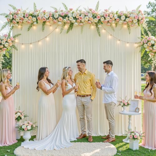 10ft x 10ft Beige Backdrop Curtain for Baby Shower Wrinkle Free Backdrop Drapes Panels for Parties Wedding Bridal Shower Birthday Photo Photography Polyester Fabric Background Decoration - Image 3