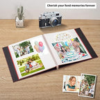 Large Photo Album Self Adhesive 4x6 5x7 6x8 8x10 Pictures Scrapbook Magnetic Album DIY Scrap Book 60 Sticky Pages Linen Cover DIY Photo Album with A Metallic Pen and DIY Accessories(Purple) - Image 2