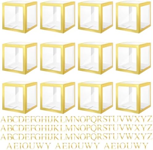 Thyle 12 Pcs Baby Balloon Boxes with 99 Letters for Baby Shower, Gold by Thyle