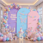 Rainbow Arch Backdrop Cover 8FT 7.2FT 6.6FT Stretchy Wedding Arch Covers Set of 3 Spandex Fitted Pink Blue Lavender Fabric Backdrop Cover for Party Baby Shower Birthday Decoration by Tao-GePartyDecorations