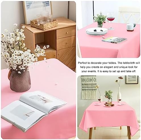 4 Pack Square Table Cloth 52x52 Inch Pink Tablecloth Machine Washable Fabric Polyester Table Cover for Dining, Buffet Parties, Picnic, Events, Weddings and Restaurants（Pink） - Image 5