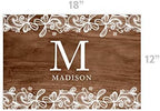 Andaz Press Custom Personalized Disposable Paper Placemats, 12 x 18 Inch, Set of 25, Custom Monogram Wooden Lace, Tableware, Dining, Table Setting for Wedding, Bridal Shower, Baby Shower, Holiday - Image 3