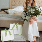 Silkfly 24 Pcs Paper Gift Bags with Handles & Bow Ribbon, White, Sage Green - Image 6