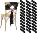 50 PCS Cheesecloth Chair Sashes Bows Wedding Aisle Decorations Chair Ribbon Ties Back Sash for Wedding Party Events Banquet Chair Cover Decoration (Black) by Lumaycens