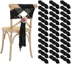 50 PCS Cheesecloth Chair Sashes Bows Wedding Aisle Decorations Chair Ribbon Ties Back Sash for Wedding Party Events Banquet Chair Cover Decoration (Black) by Lumaycens