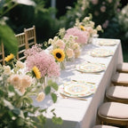 LIYH 24Pcs Gold And Pink Plastic Plates Floral Dinnerware Set For 12 Guests - Image 4